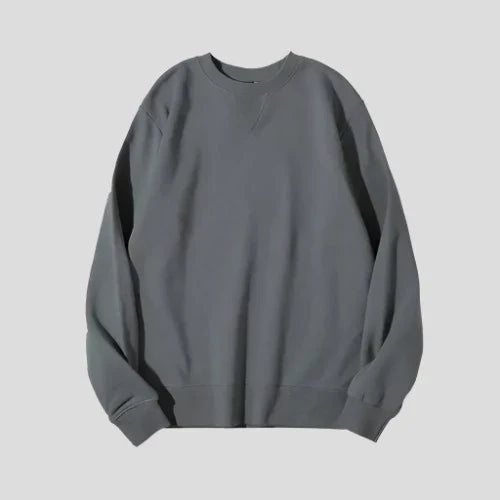 Solid Vintage Long Sleeve Sweater: Loose Fit, 380g