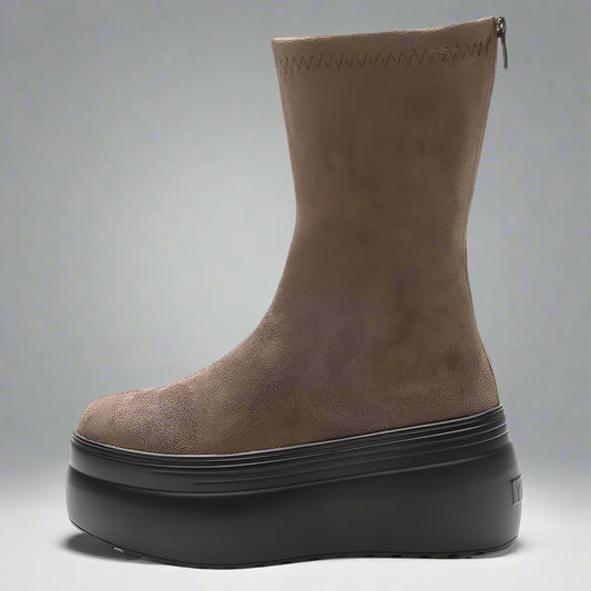 8cm Suede Platform Boots for Women