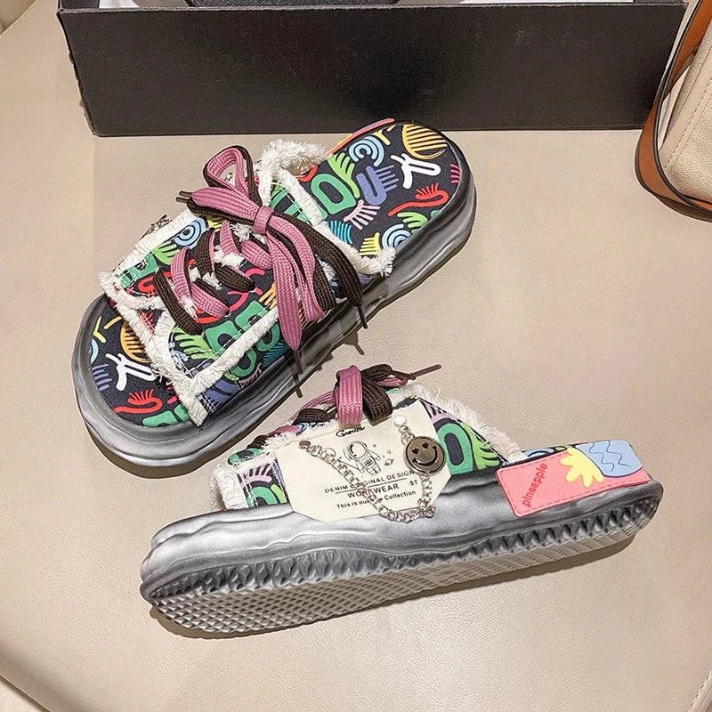 Sneaker Slippers: Women's Artistic Platform Shoes