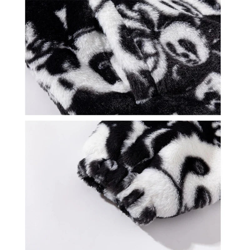 Winter Oversized Fleece Panda Puffer Jacket for Men