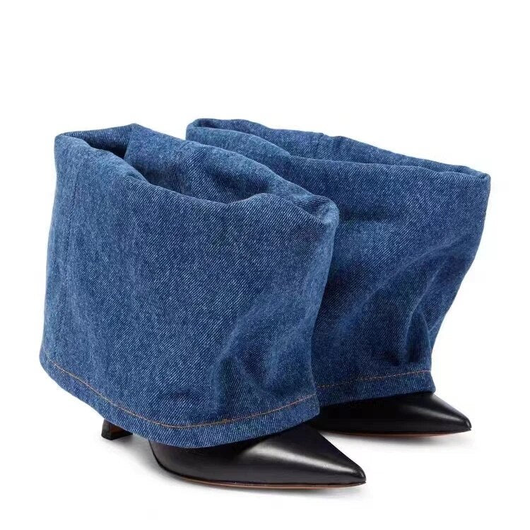 Loewe Inspired Denim Ankle Boots