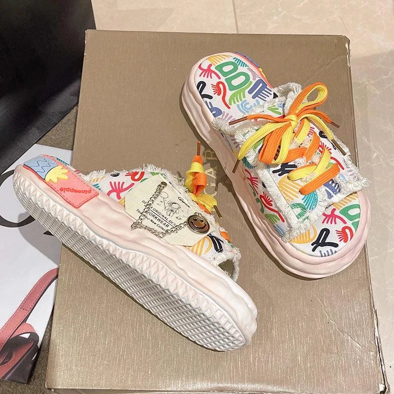 Sneaker Slippers: Women's Artistic Platform Shoes