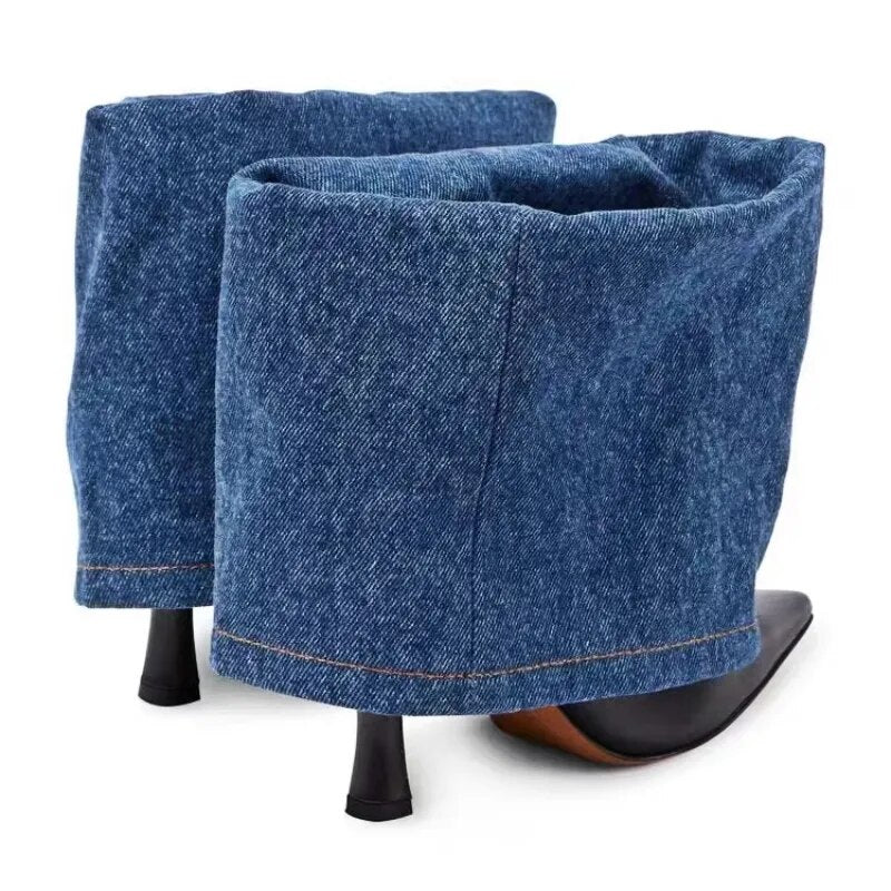 Loewe Inspired Denim Ankle Boots