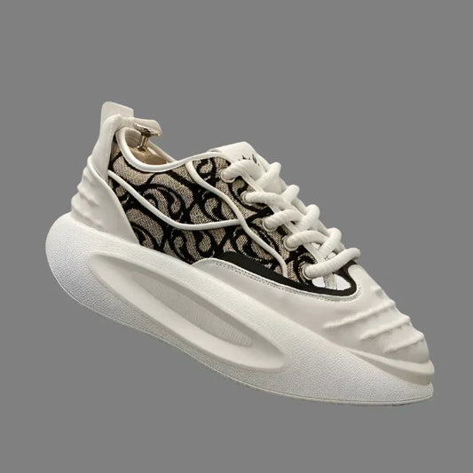 Chunky Sneakers Men - Casual Leather Fabric Shoes