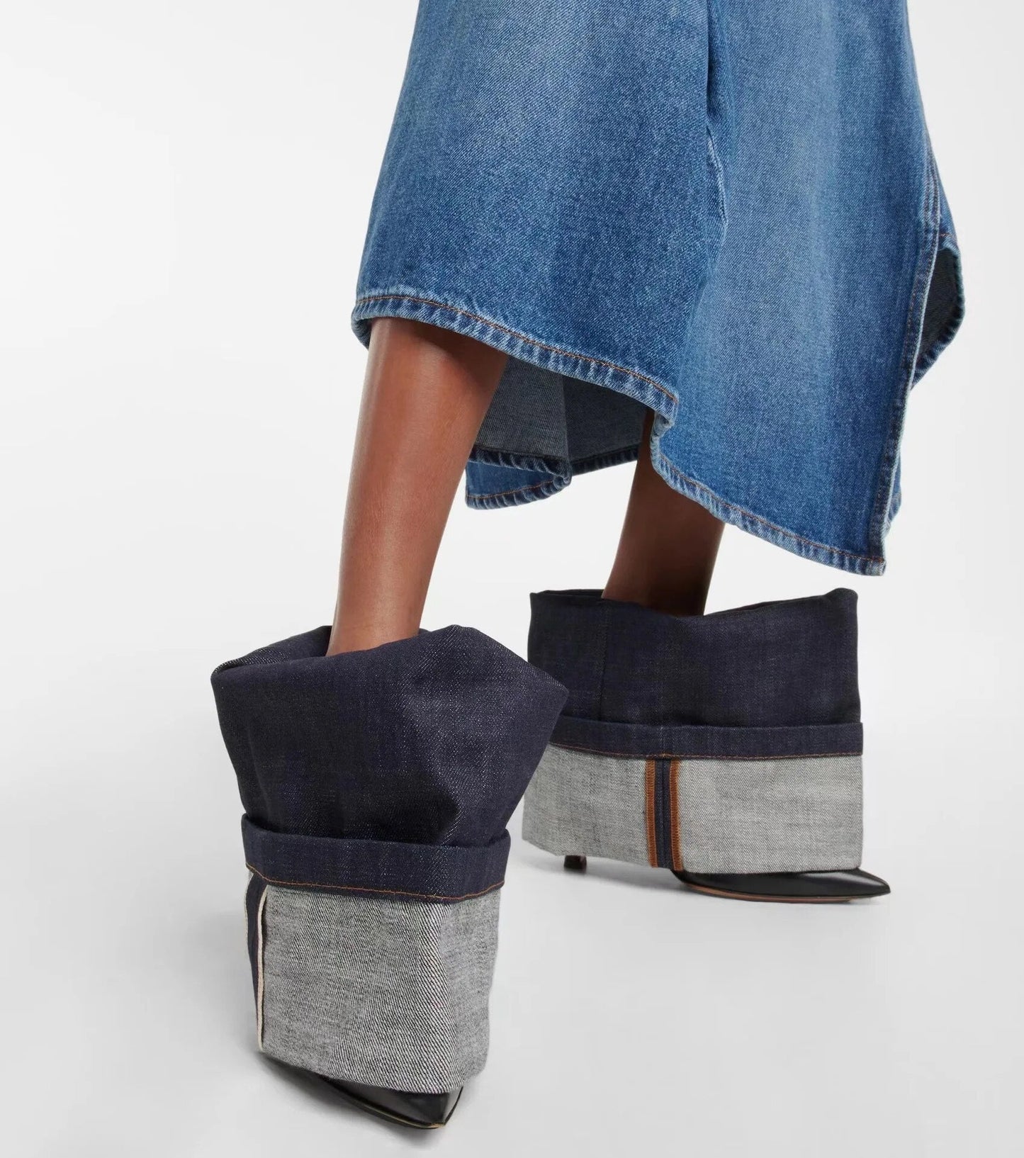 Loewe Inspired Denim Ankle Boots