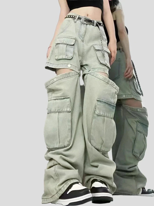High Waisted Jean Shorts: Wide Leg Denim Pants