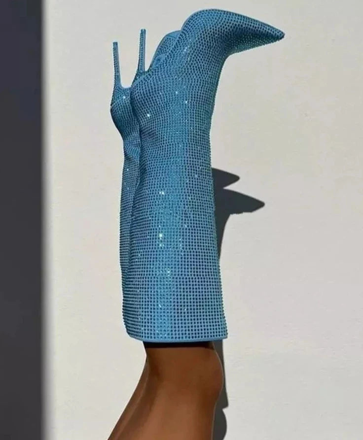 Holly Crystal- Embellished Knee  Boots