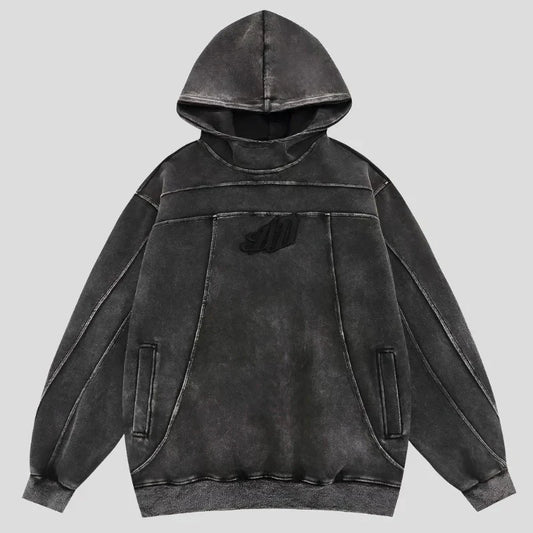 Washed Vintage Punk Goth Men's Streetwear Loose Pullover Hoodie