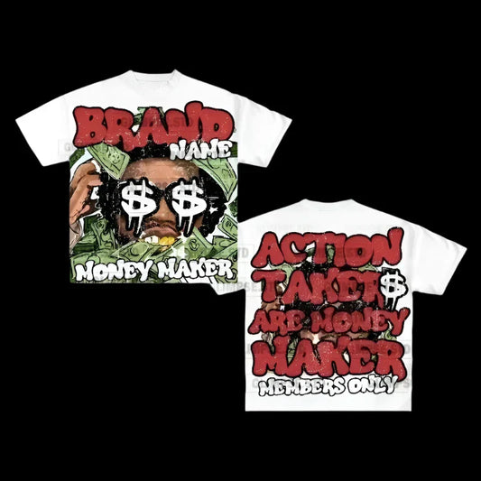 Oversized Graphic T Shirts - Action Taker Money Maker