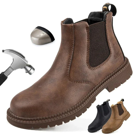 Steel Toe Leather Boots for Men: Waterproof Safety Work Shoes