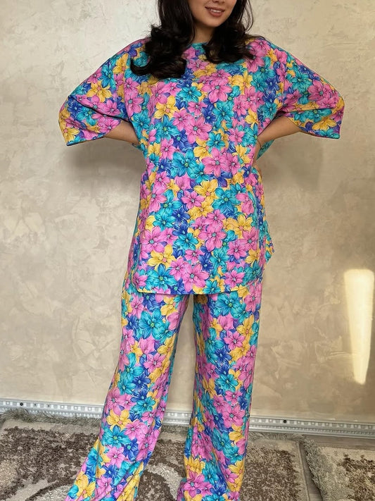 Unique Casual Print Loose Pajamas