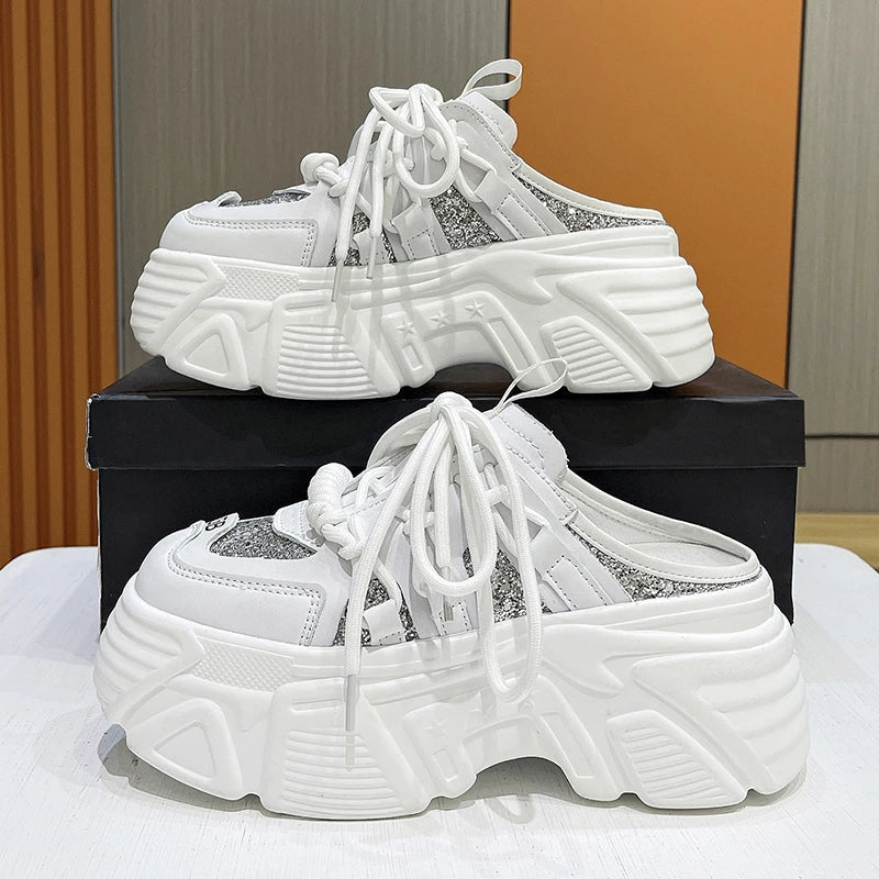 Wedged Sparkling Chunky Sneaker Sandals