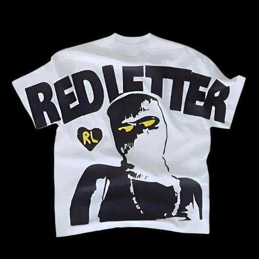 Graphic Print T Shirt - Unisex Red Letter Print