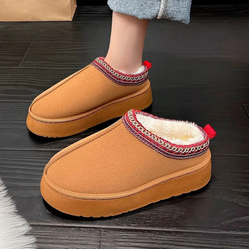 Wool Platform House Slippers for Women