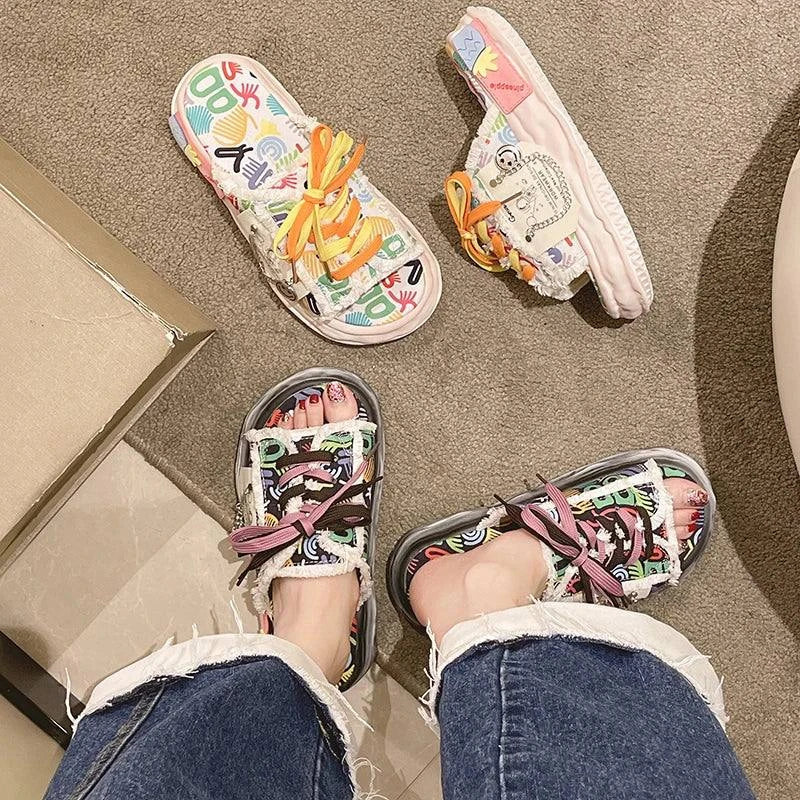 Sneaker Slippers: Women's Artistic Platform Shoes