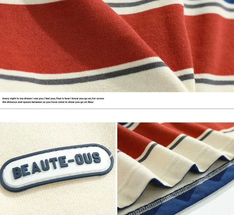 Unisex Striped Loose Fit T Shirt