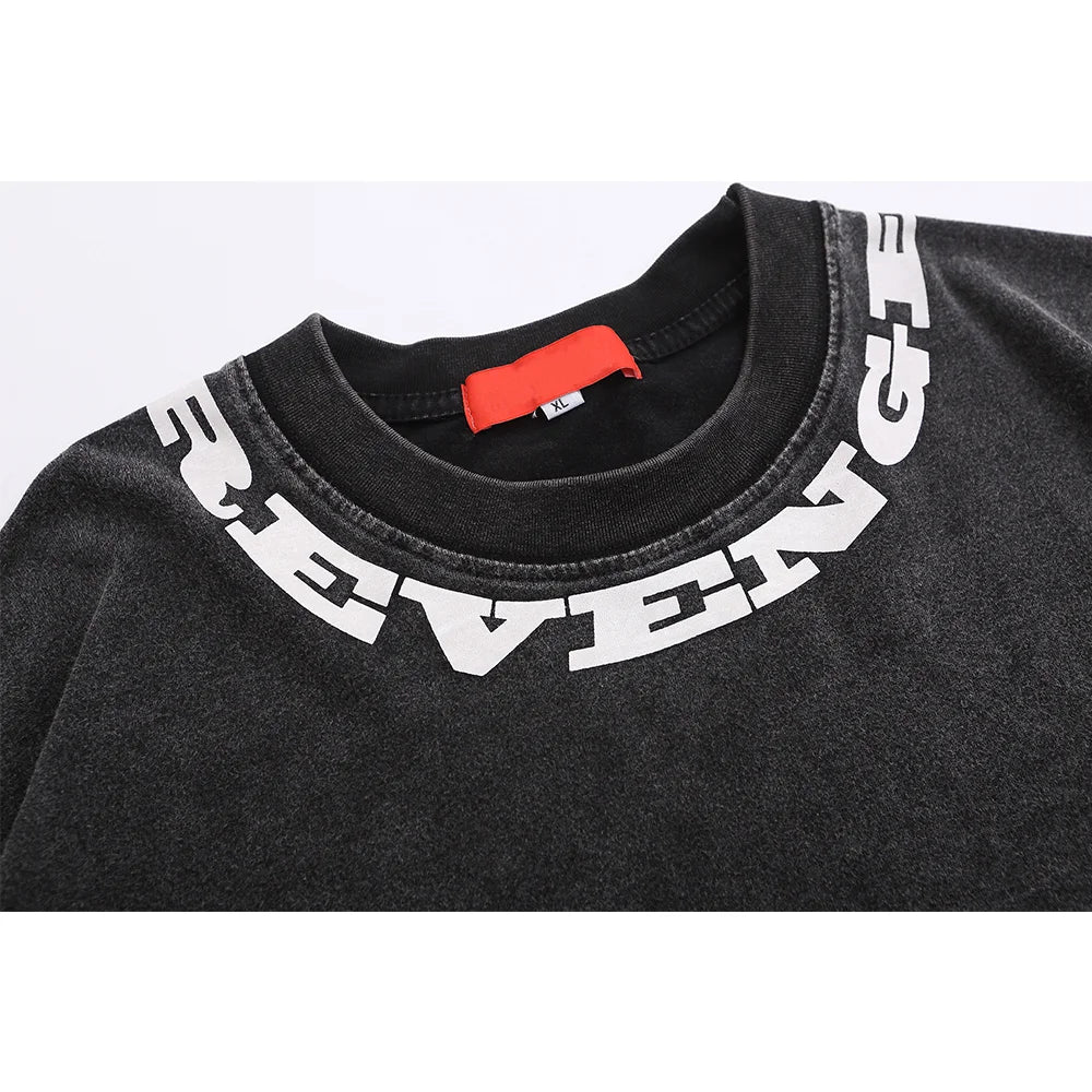 Washed Black T shirt - Off-Shoulder Cotton