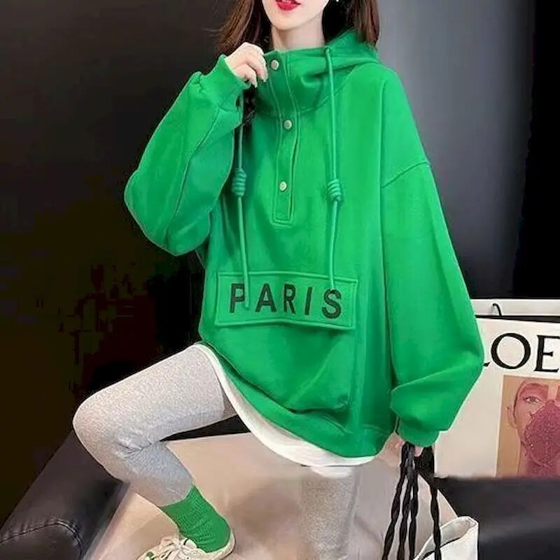 Women Spring-Autumn Thin Paris Hoodie Pullover