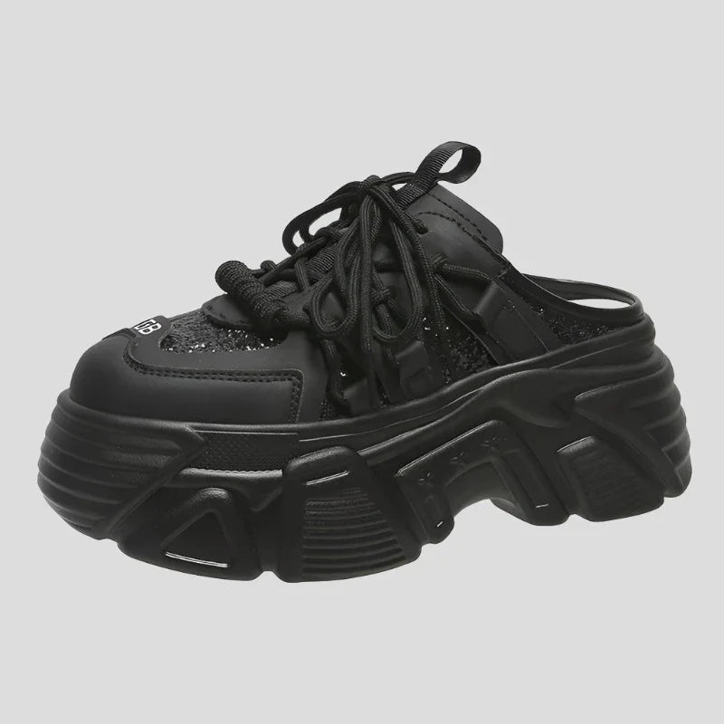 Wedged Sparkling Chunky Sneaker Sandals
