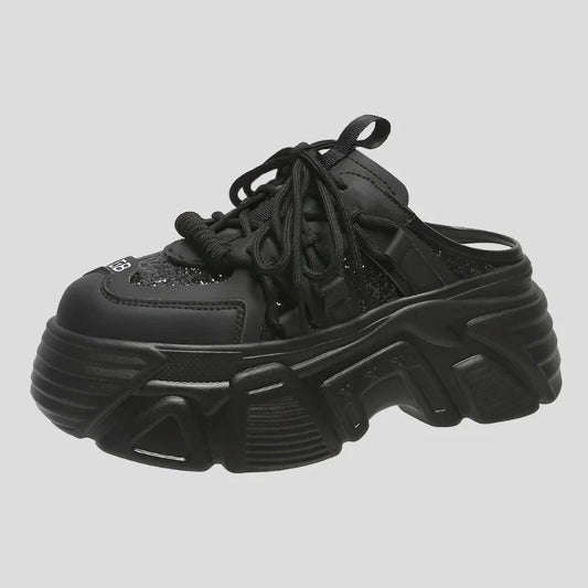 Wedged Sparkling Chunky Sneaker Sandals