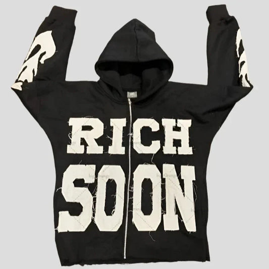 Rich Soon Hoodie - Retro Zipper Unisex Sweatshirt