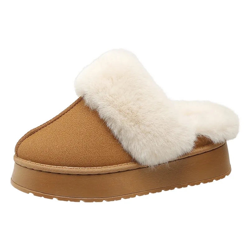 Winter Warmth Plush Platform Slippers for Women