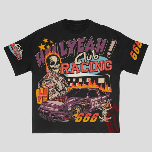 Oversized Club Racing 666 Skull T-Shirt