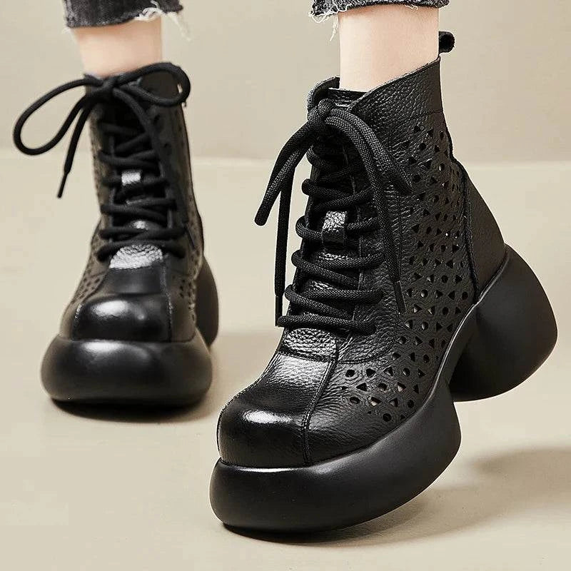 Platform Genuine Leather Ankle Boots for Women