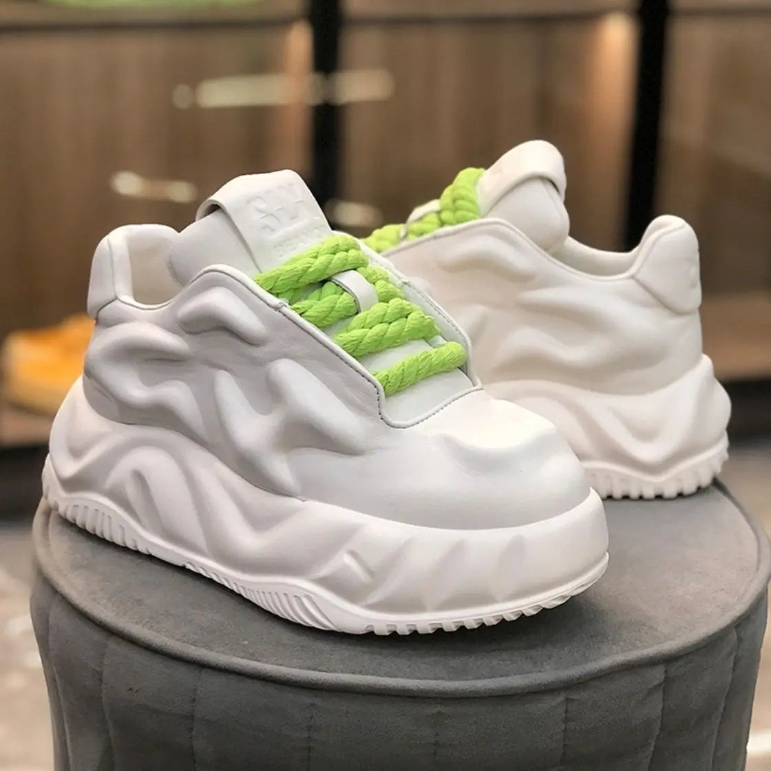 White Chunky Sneakers -  Wear-Resistant Ultra-Light for Men
