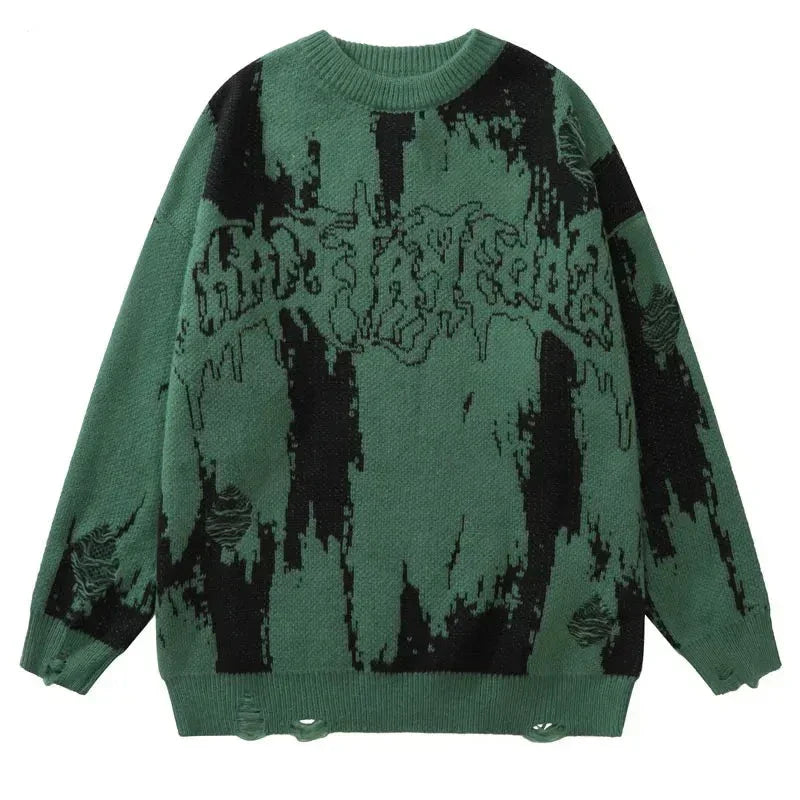Ripped Sweater - Goth Knitted Unisex Pullover