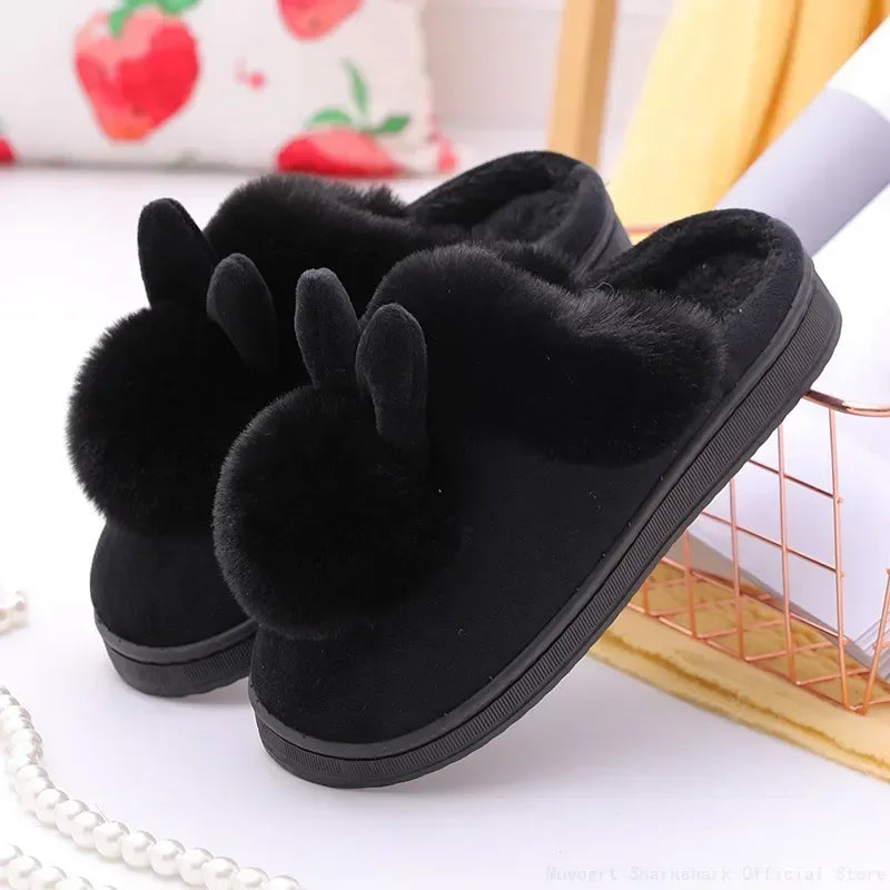 Fluffy Rabbit Plush Slippers for Women