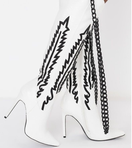 Embossed Knee-high Boots