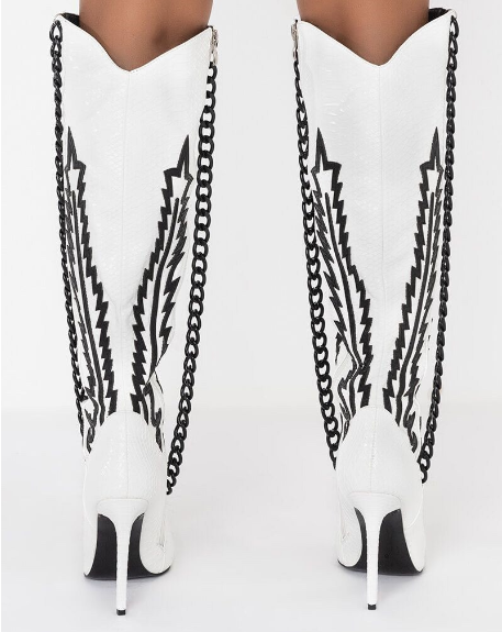 Embossed Knee-high Boots