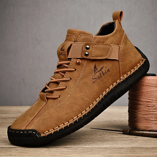 Handmade Design Sneakers: Men's Casual Leather Ankle Boots
