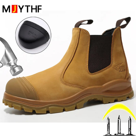 Leather Work Safety Chelsea Boots for Men