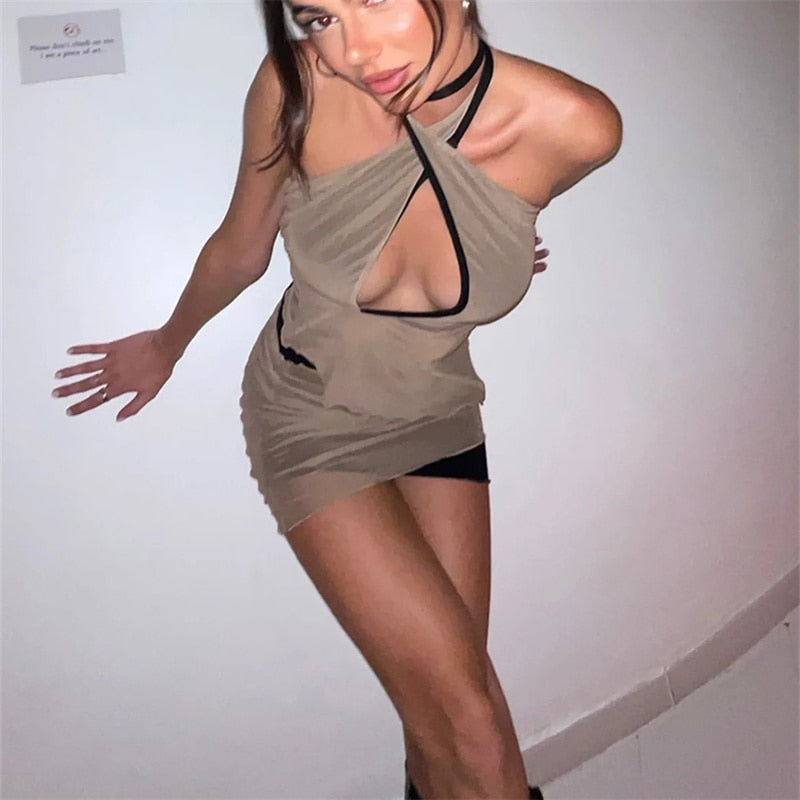 IZUMY MESH CUT OUT TOP and SKIRT SET