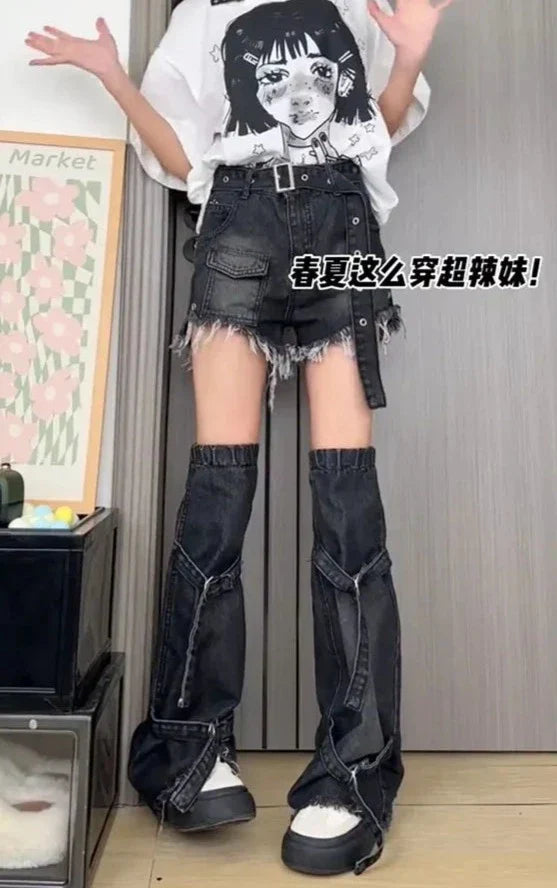 Midnight Black Jeans High Waist Shorts