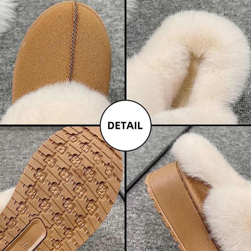 Winter Warmth Plush Platform Slippers for Women