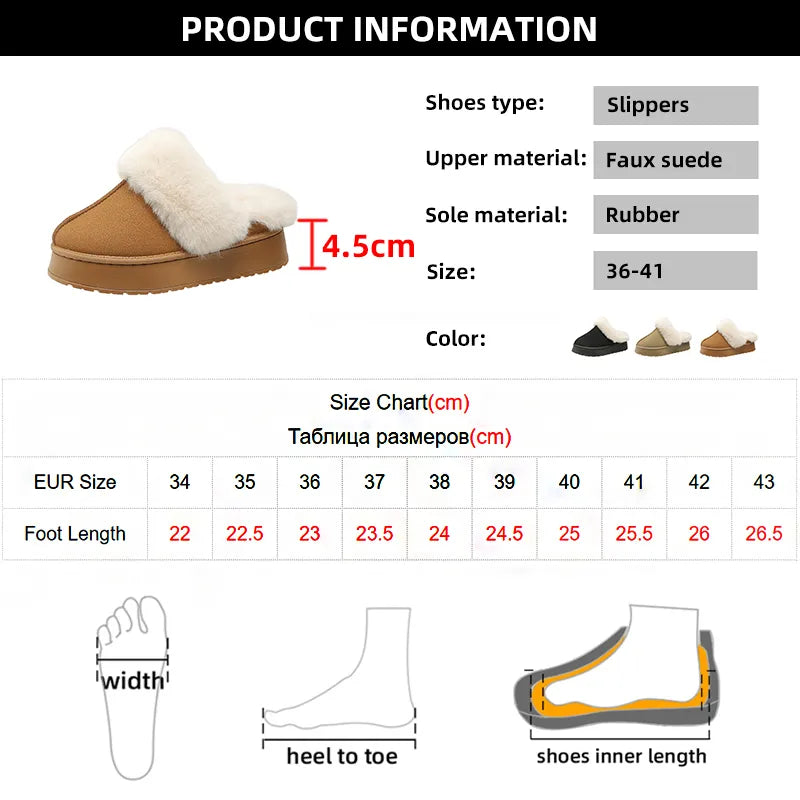 Winter Warmth Plush Platform Slippers for Women