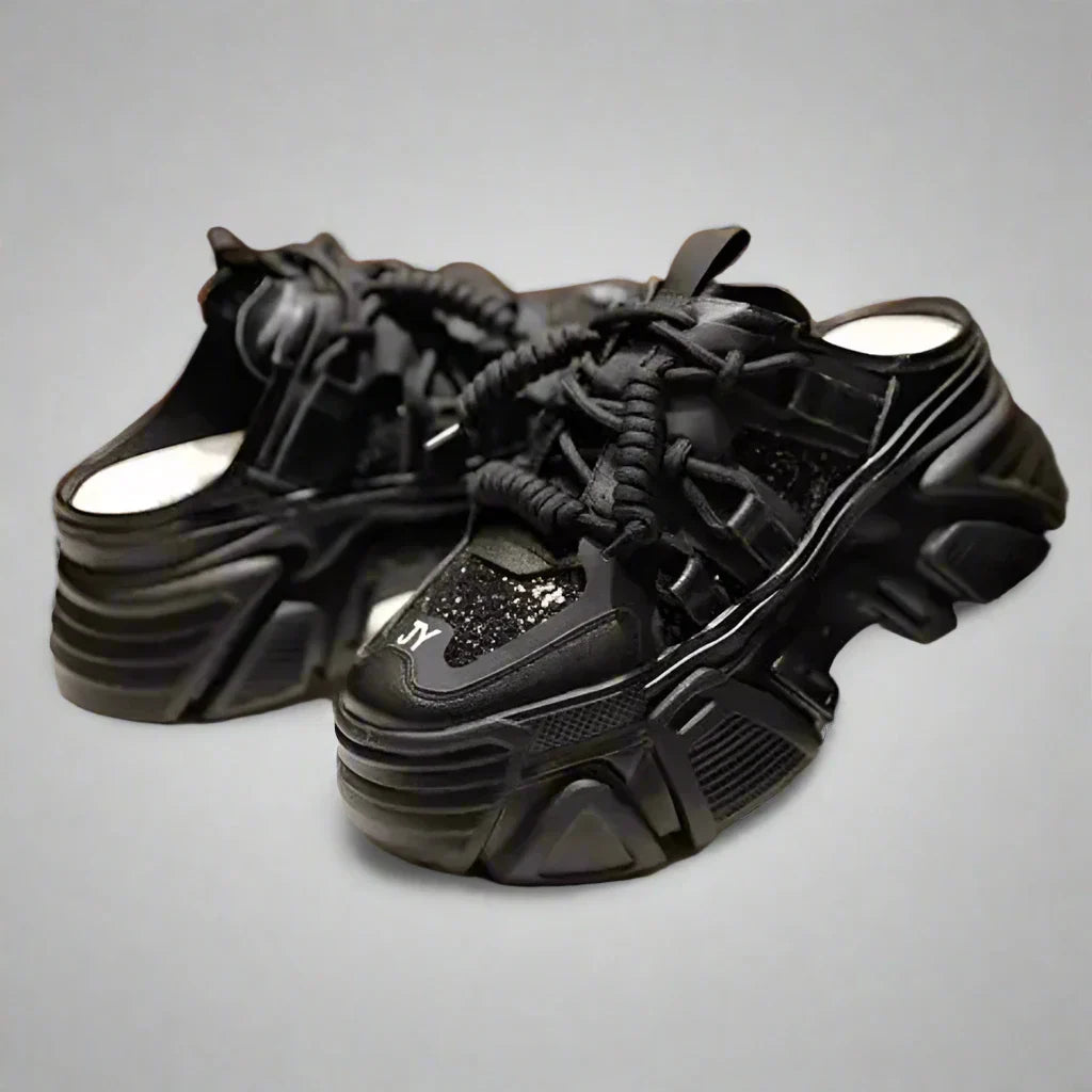 Sneaker Sandals with Bling - Glamour Platform Shoes for Women
