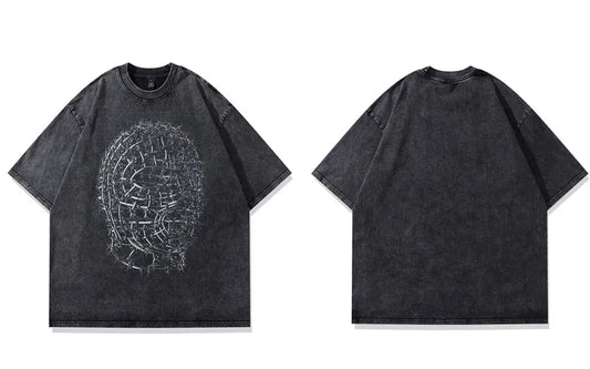Oversized Graphic T Shirt - Washed Cotton for Men