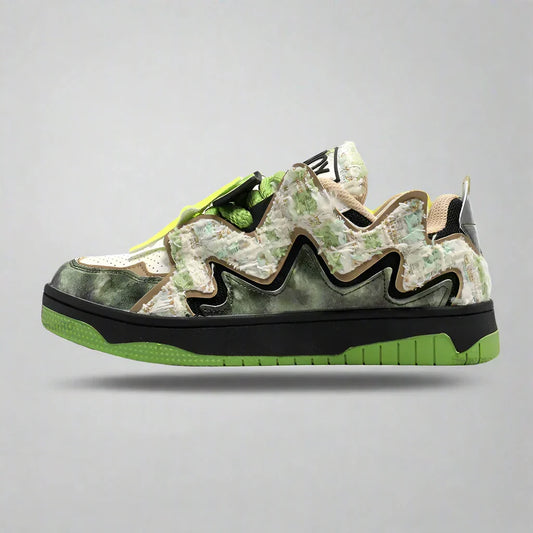 Broken Style Camo Print Green Sneakers