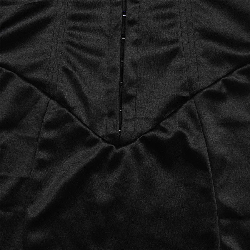 CHIYOKO BLACK MINI DRESS with CORSET and RUFFLES