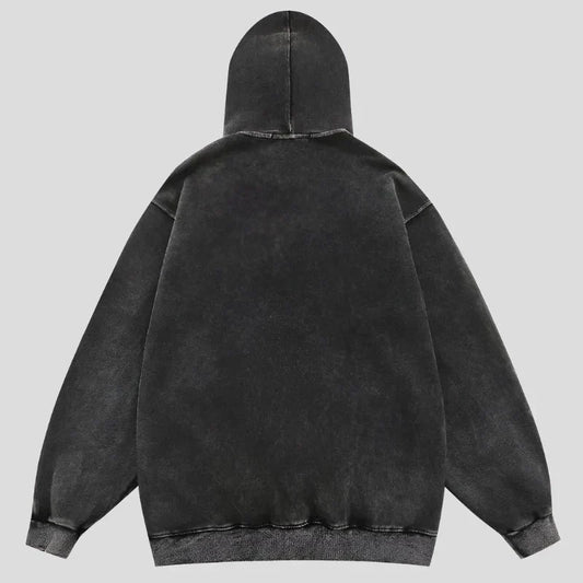 Washed Vintage Punk Goth Men's Streetwear Loose Pullover Hoodie