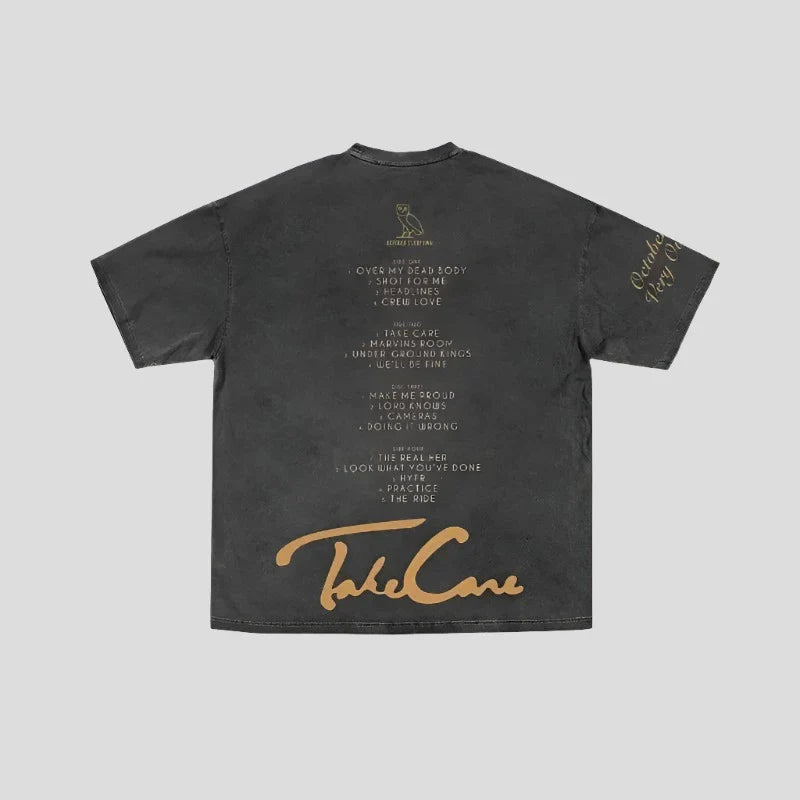 Washed Black T Shirt - Urban Kanye West Graduation Style