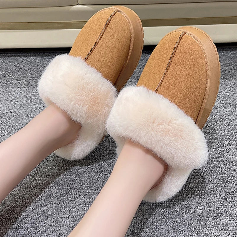 Winter Warmth Plush Platform Slippers for Women
