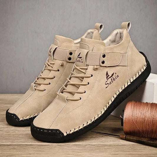 Handmade Design Sneakers: Men's Casual Leather Ankle Boots