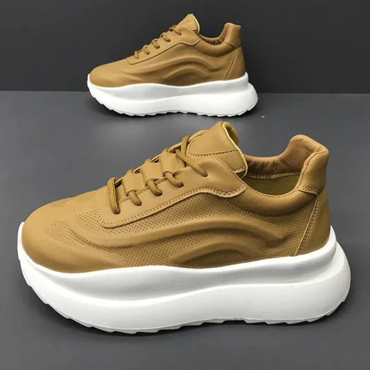 Cowhide Breathable Platform Sneakers for Men