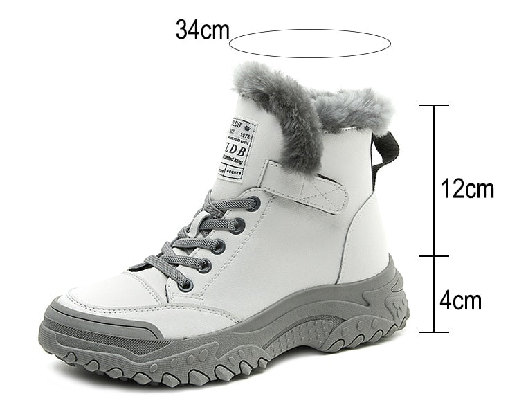 Women's Plush Ankle Leather Boots