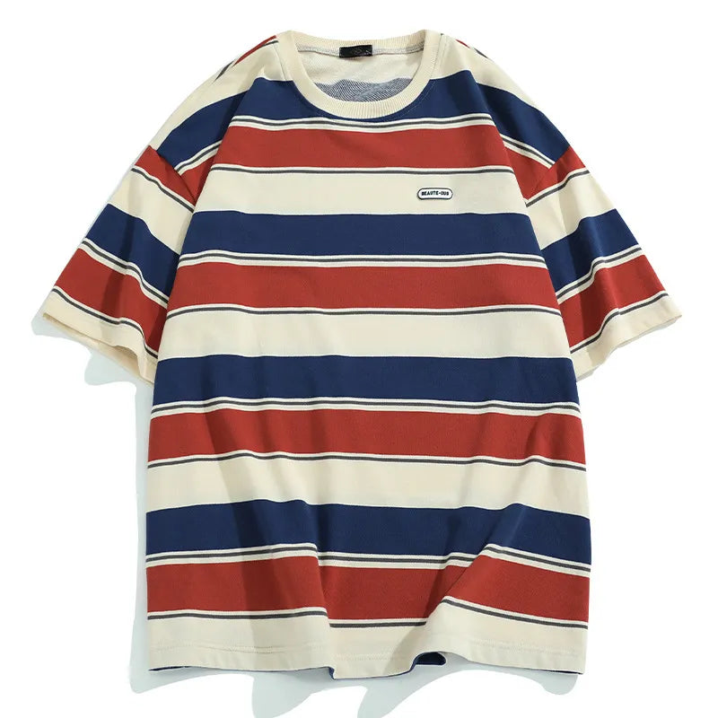 Unisex Striped Loose Fit T Shirt